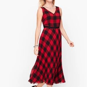 Talbots Petite Red and Black Checkered Dress